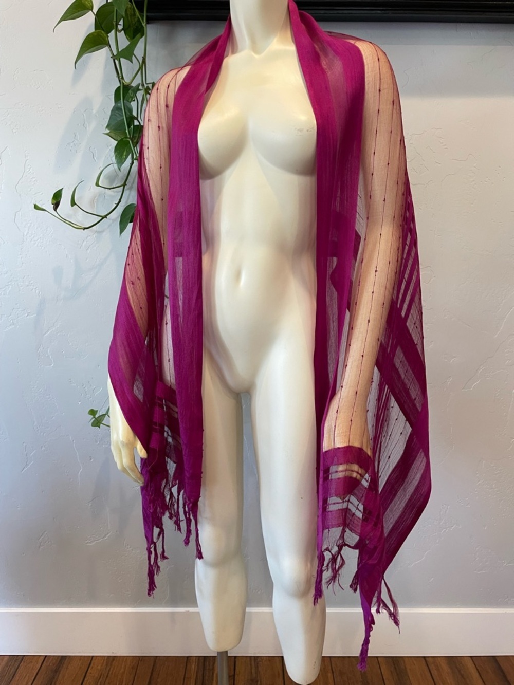 New sheer cotton/silk Fuchsia Wrap/pashmina/Shawl Lightweight Women's Accessory